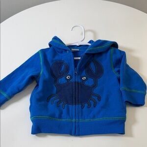 Vintage Y2K Gymboree Royal Blue Zip Hoodie with Crab Applique